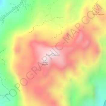 Mapa topográfico Buttu Pedamaran, altitude, relevo