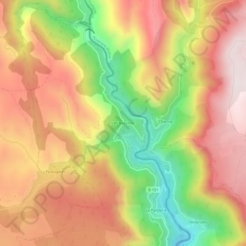 Mapa topográfico Les Beaumes, altitude, relevo