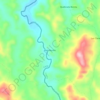 Mapa topográfico Bajo Bonito, altitude, relevo