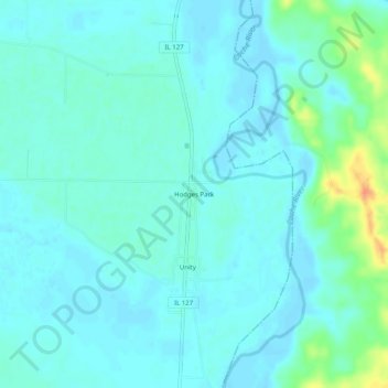 Mapa topográfico Hodges Park, altitude, relevo