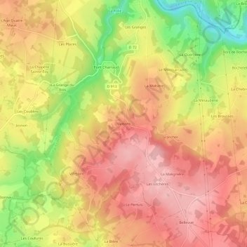 Mapa topográfico Maisons, altitude, relevo