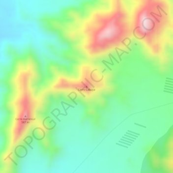 Mapa topográfico Cerro Cabuya, altitude, relevo