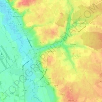 Mapa topográfico Les Trèches, altitude, relevo