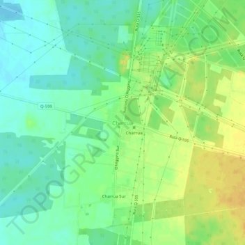 Mapa topográfico Charrúa, altitude, relevo