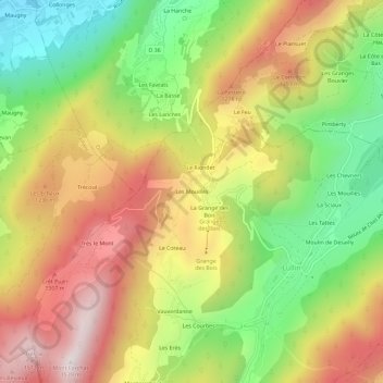Mapa topográfico Les Mouilles, altitude, relevo