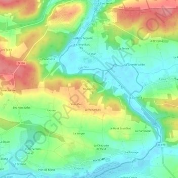 Mapa topográfico Roussimel, altitude, relevo