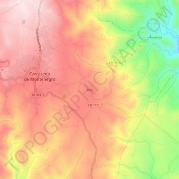 Mapa topográfico Silva, altitude, relevo