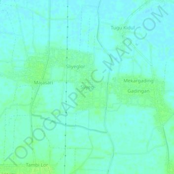 Mapa topográfico Sliyeg, altitude, relevo