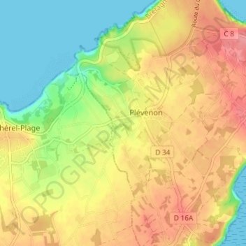 Mapa topográfico Le Bourg Neuf, altitude, relevo