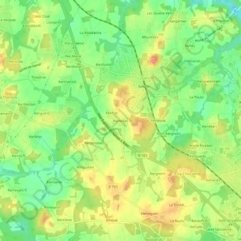 Mapa topográfico Kerledan, altitude, relevo