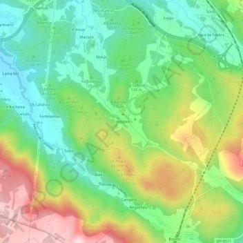 Mapa topográfico Canzobre, altitude, relevo