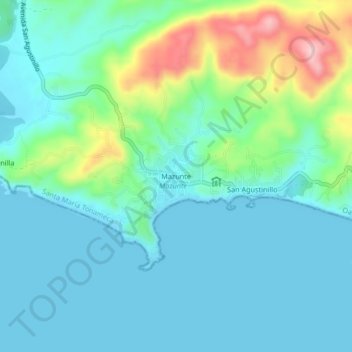 Mapa topográfico Mazunte, altitude, relevo