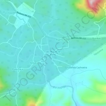 Mapa topográfico São Miguel de Baixo, altitude, relevo