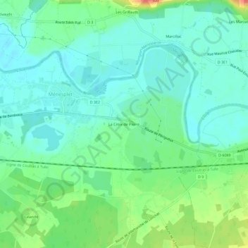Mapa topográfico La Croix de Pierre, altitude, relevo