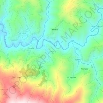 Mapa topográfico Soito, altitude, relevo