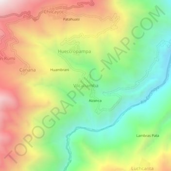 Mapa topográfico Vilcabamba, altitude, relevo