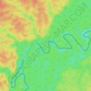 Mapa topográfico Toledo, altitude, relevo