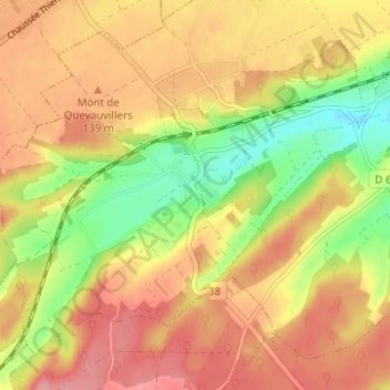 Mapa topográfico Namps-au-Val, altitude, relevo