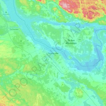 Mapa topográfico Pembroke, altitude, relevo