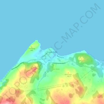 Mapa topográfico Grand Bank, altitude, relevo