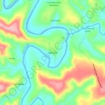 Mapa topográfico Alpercata, altitude, relevo