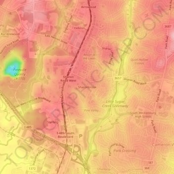 Mapa topográfico Sharonbrook, altitude, relevo