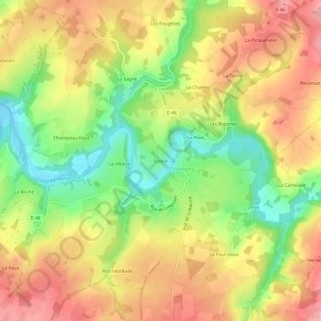Mapa topográfico Sciaux, altitude, relevo