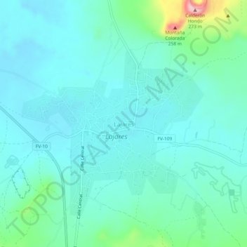 Mapa topográfico Lajares, altitude, relevo