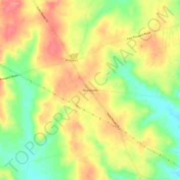 Mapa topográfico Berrysville, altitude, relevo