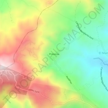 Mapa topográfico Philipinas, altitude, relevo