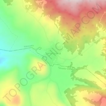 Mapa topográfico Santa Juana, altitude, relevo