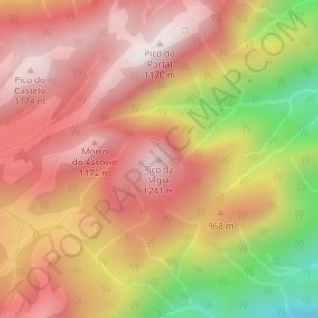 Mapa topográfico Pico da Vigia, altitude, relevo