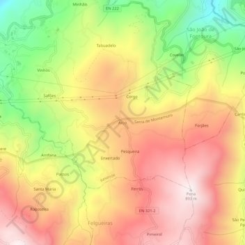 Mapa topográfico Arco, altitude, relevo