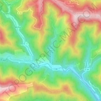 Mapa topográfico La Pieyre, altitude, relevo