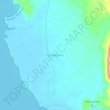 Mapa topográfico Tinangkung, altitude, relevo