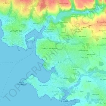 Mapa topográfico Pontic, altitude, relevo