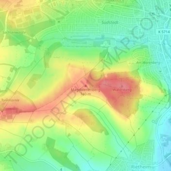 Mapa topográfico Magdalenenberg, altitude, relevo
