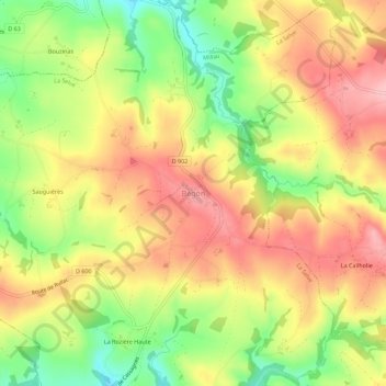Mapa topográfico Bégon, altitude, relevo