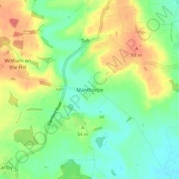 Mapa topográfico Manthorpe, altitude, relevo