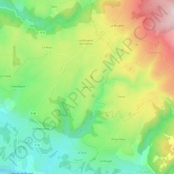 Mapa topográfico Saint-Sol, altitude, relevo