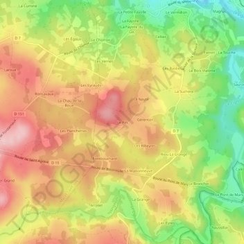 Mapa topográfico Le Pin, altitude, relevo