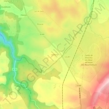 Mapa topográfico Le Daury, altitude, relevo