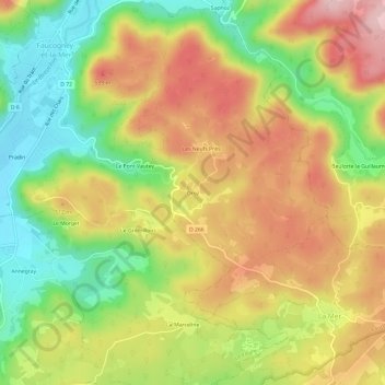Mapa topográfico Oroz, altitude, relevo