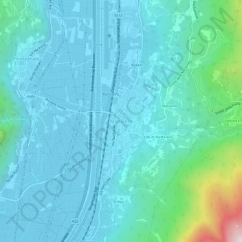 Mapa topográfico Mattarello, altitude, relevo