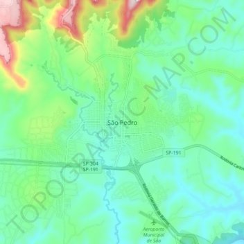 Mapa topográfico São Pedro, altitude, relevo