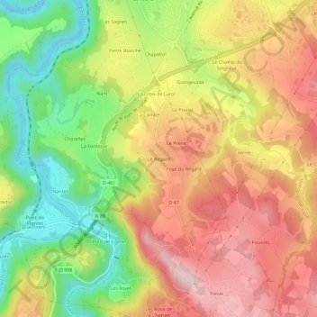 Mapa topográfico Le Regard, altitude, relevo