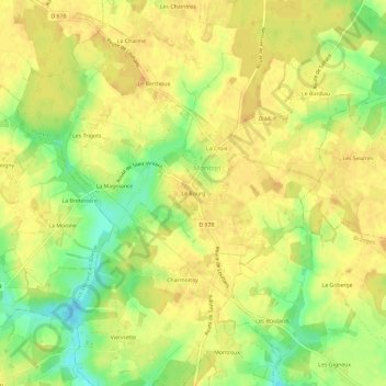Mapa topográfico Le Bourg, altitude, relevo