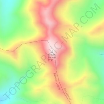 Mapa topográfico Mount Burwell, altitude, relevo