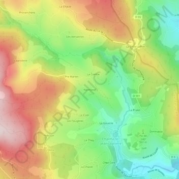Mapa topográfico Nermond, altitude, relevo