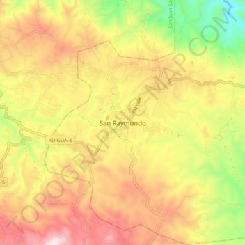 Mapa topográfico San Raymundo, altitude, relevo